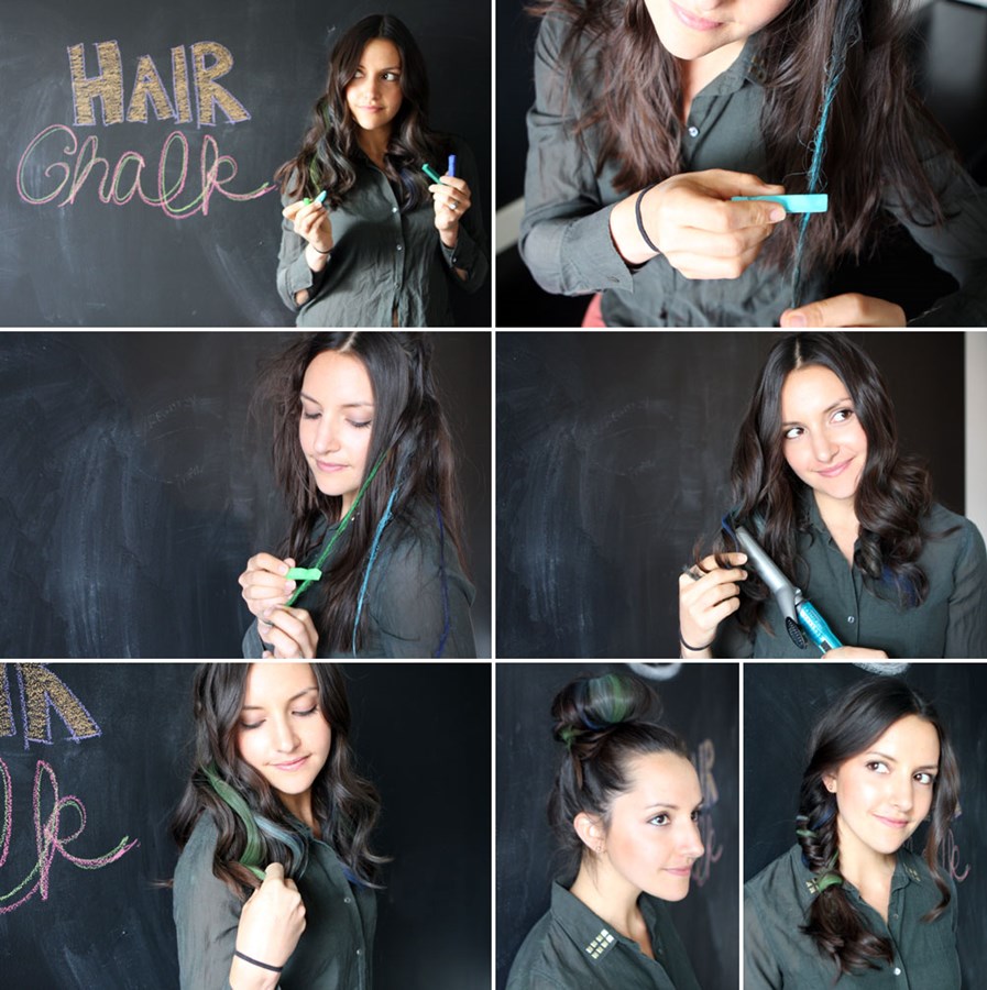 Hair Chalk – Como fazer mechas coloridas no cabelo com giz pastel foto tutorial passo a passo