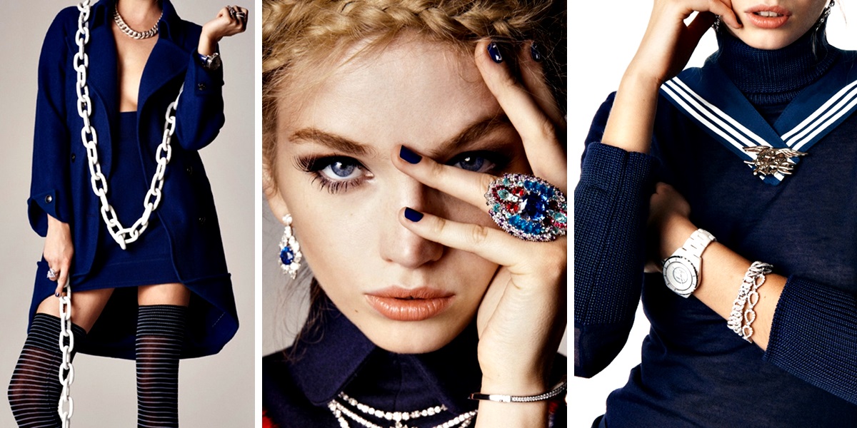 Estilo Navy em destaque no editorial da Elle Russia